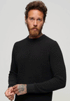 Superdry Textured Crew Neck Knit Jumper, Raven Black Heather