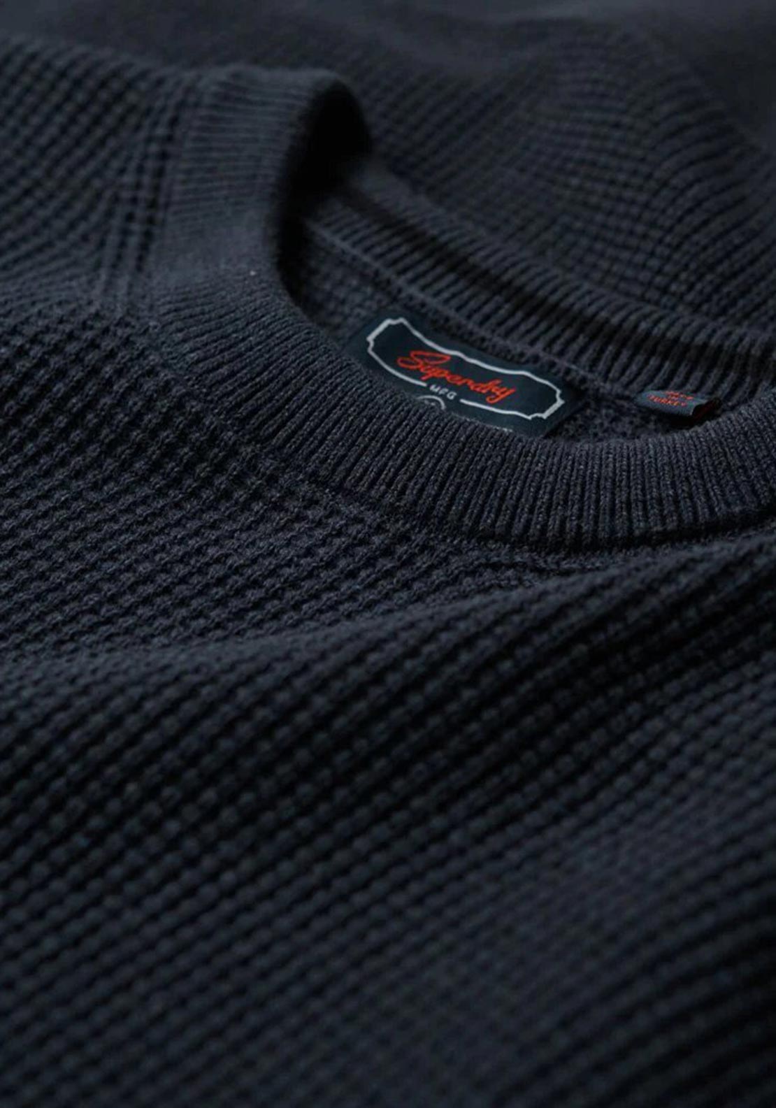 Superdry Textured Crew Neck Knit Jumper, Eclipse Navy Heather
