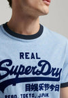Superdry Tonal Vintage Logo T-Shirt, Halifax Blue & Eclipse Navy