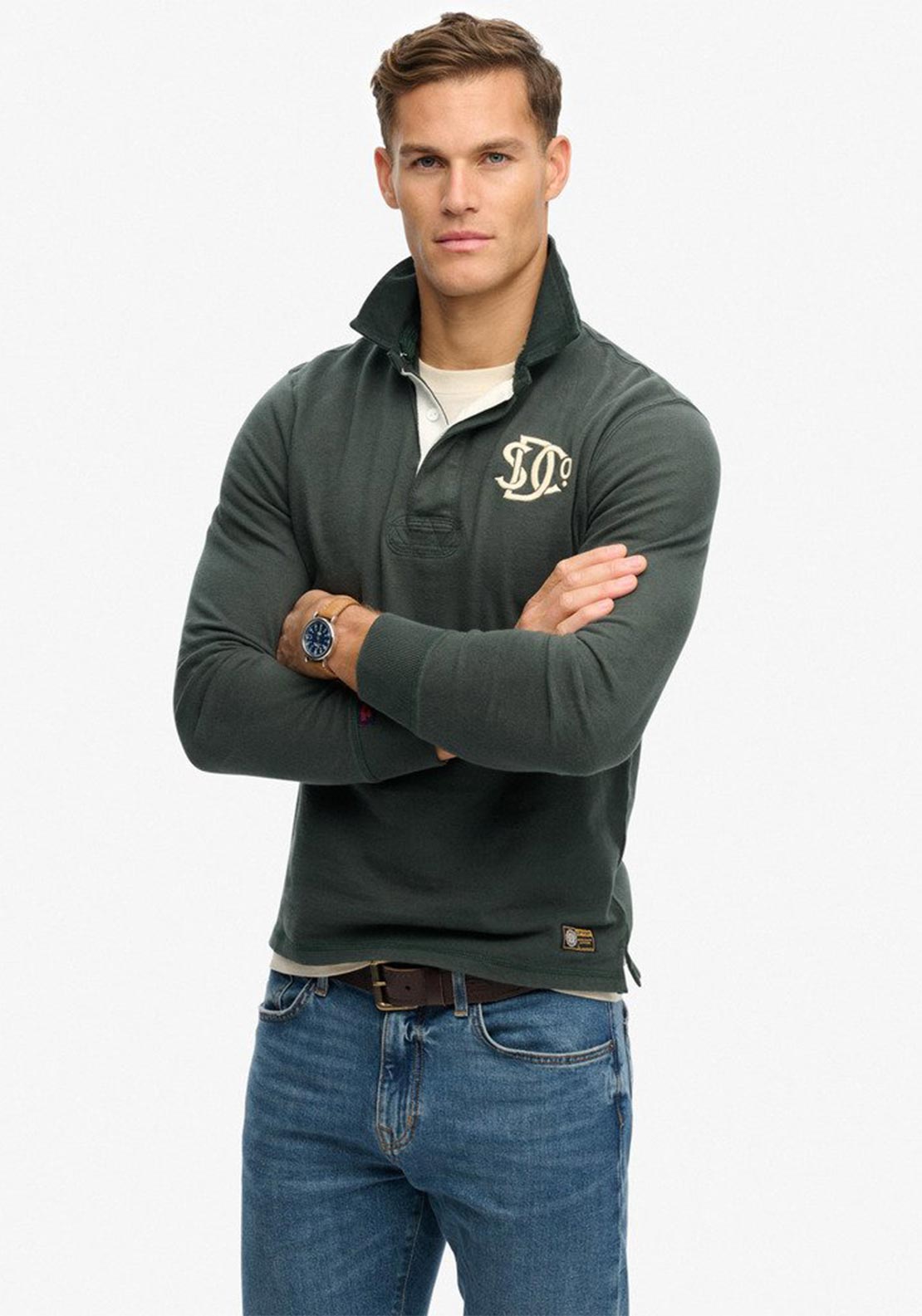 Superdry Vintage Athletic Rugby Shirt, Eagle Green