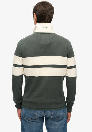 Superdry Vintage Athletic Stripe Rugby Shirt, Green