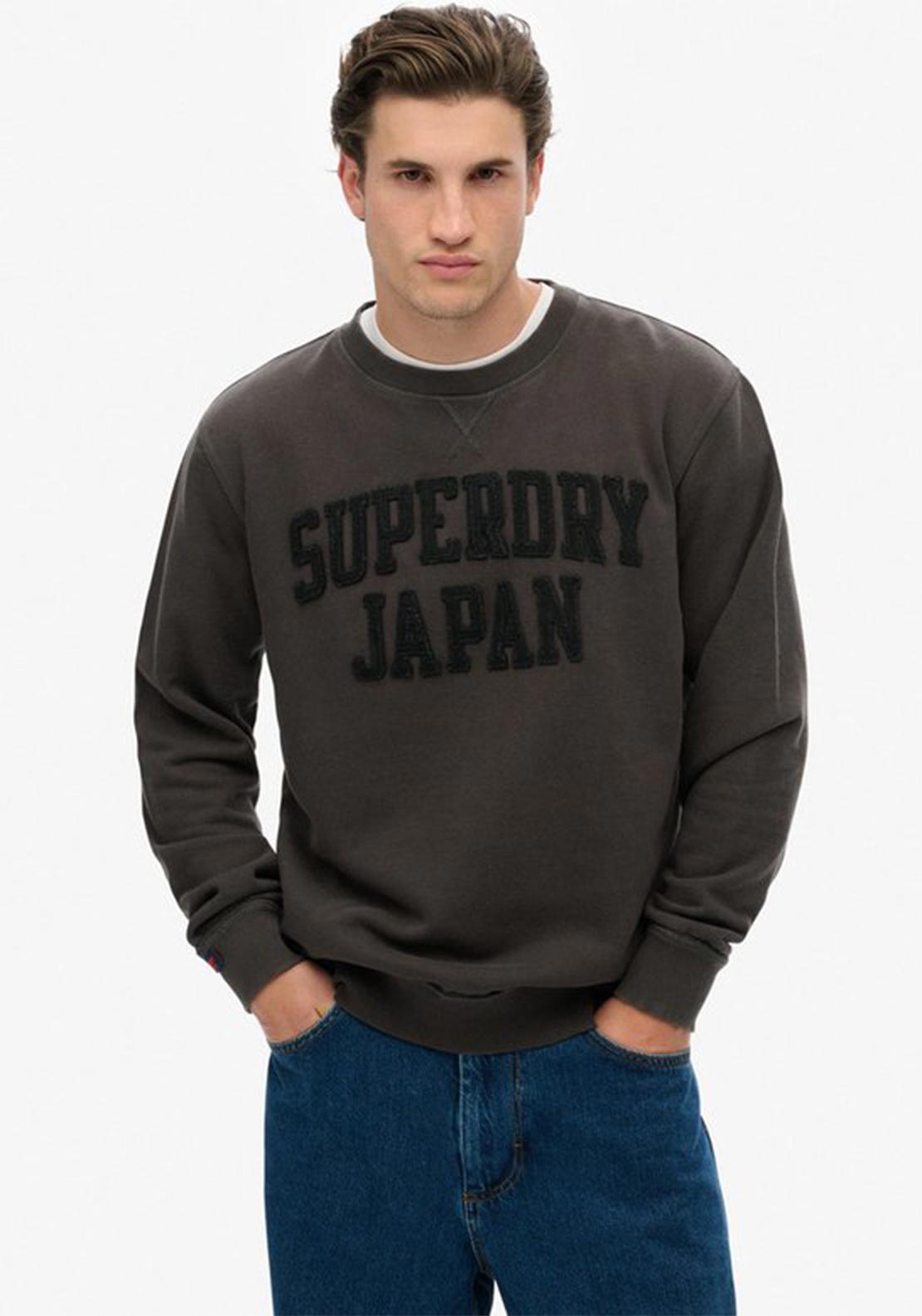 Superdry Vintage Athletic Tonal Sweatshirt, Charcoal Grey