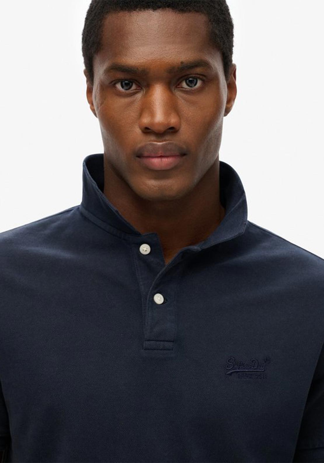 Superdry Vintage Destroy Polo Shirt, Eclipse Navy