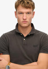 Superdry Vintage Destroy Polo Shirt, Washed Black
