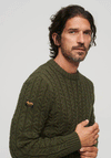 Superdry Vintage Jacob Crew Neck Jumper, Army Khaki
