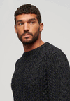 Superdry Vintage Jacob Crew Neck Jumper, Charcoal Black