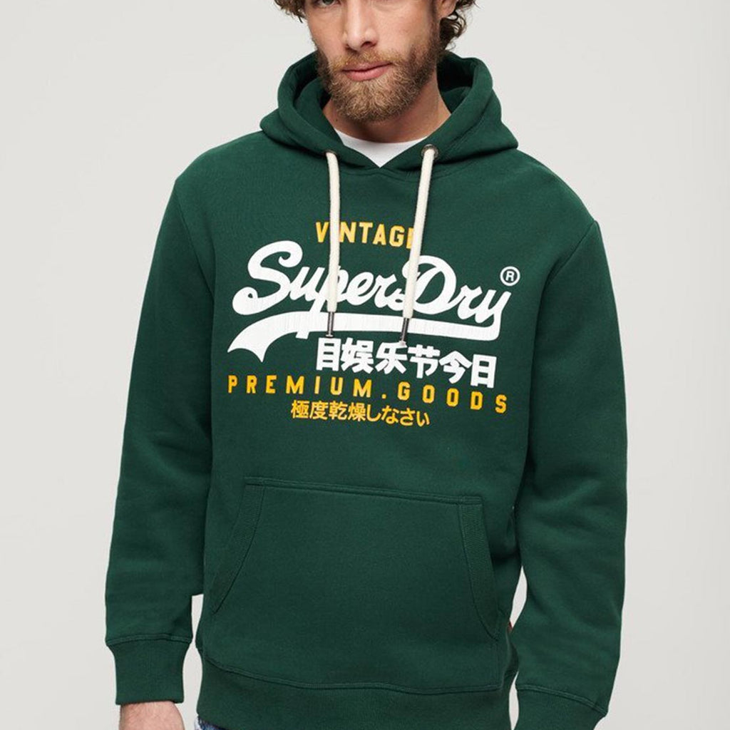 Superdry Vintage Logo Duo Hoodie, Enamel Green - Main Image