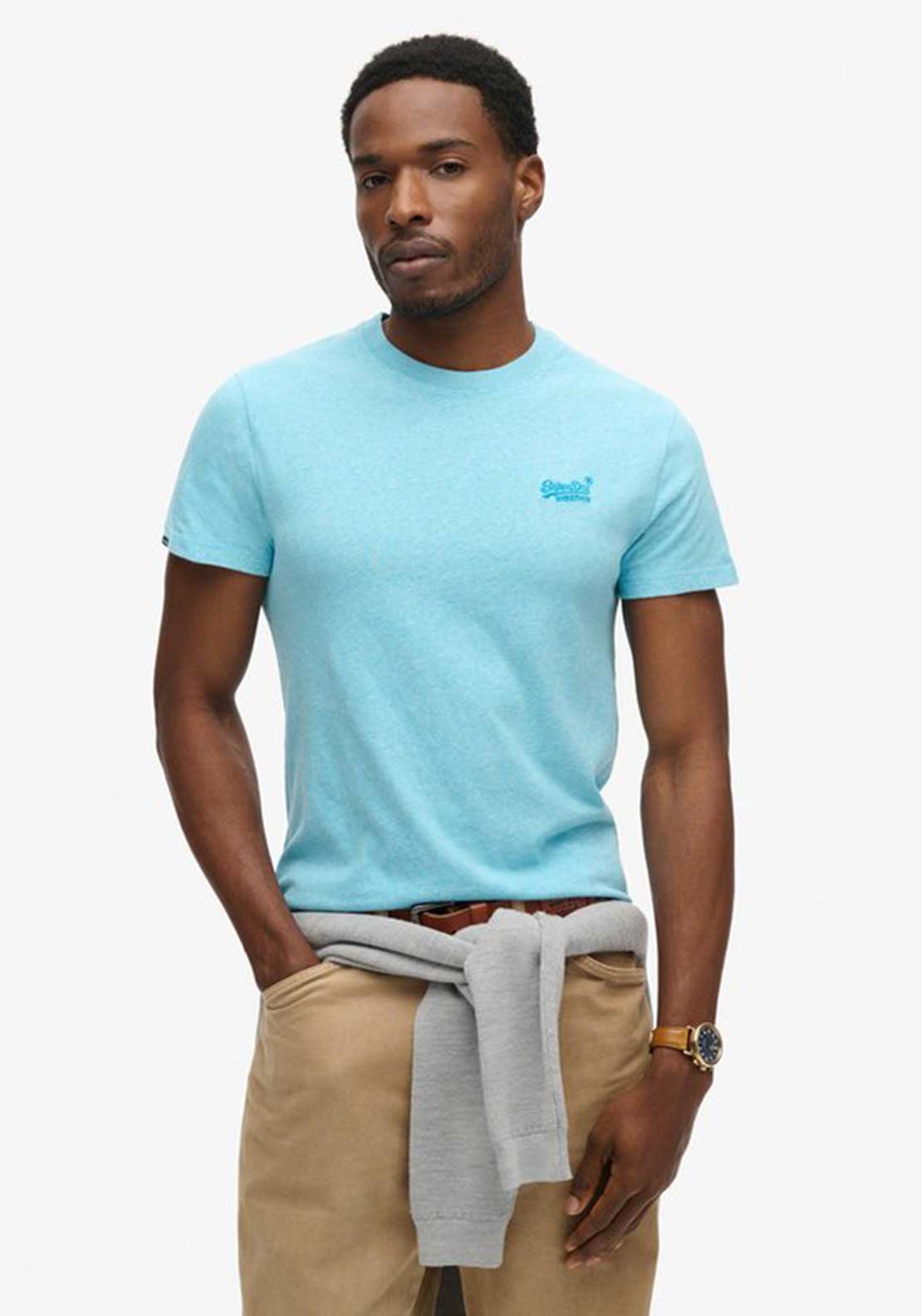 Superdry Vintage Logo Embroidered T-Shirt, Turquoise Sea Grit