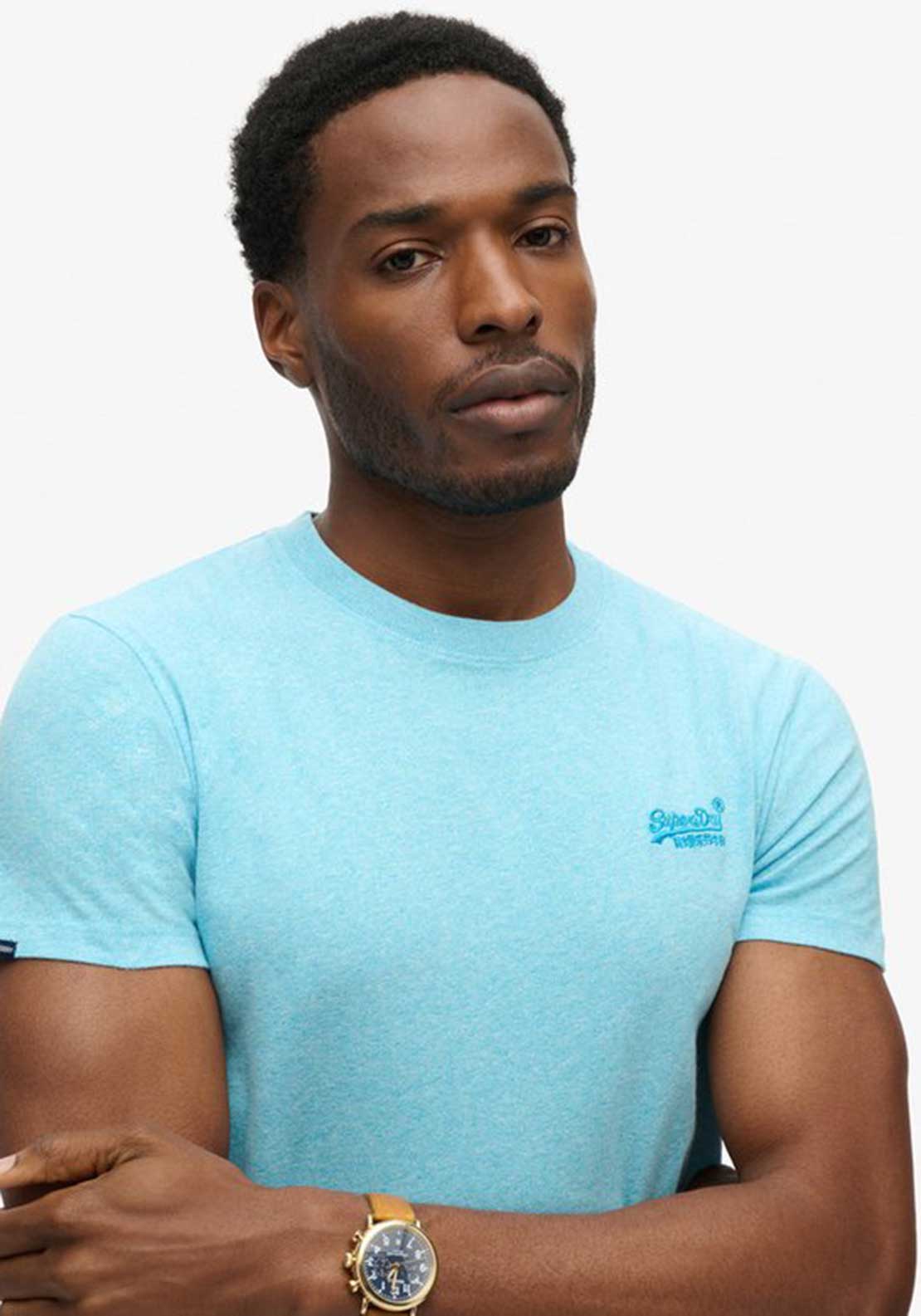 Superdry Vintage Logo Embroidered T-Shirt, Turquoise Sea Grit