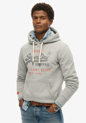 Superdry Vintage Logo Heritage Relaxed Hoodie, College Grey Marl
