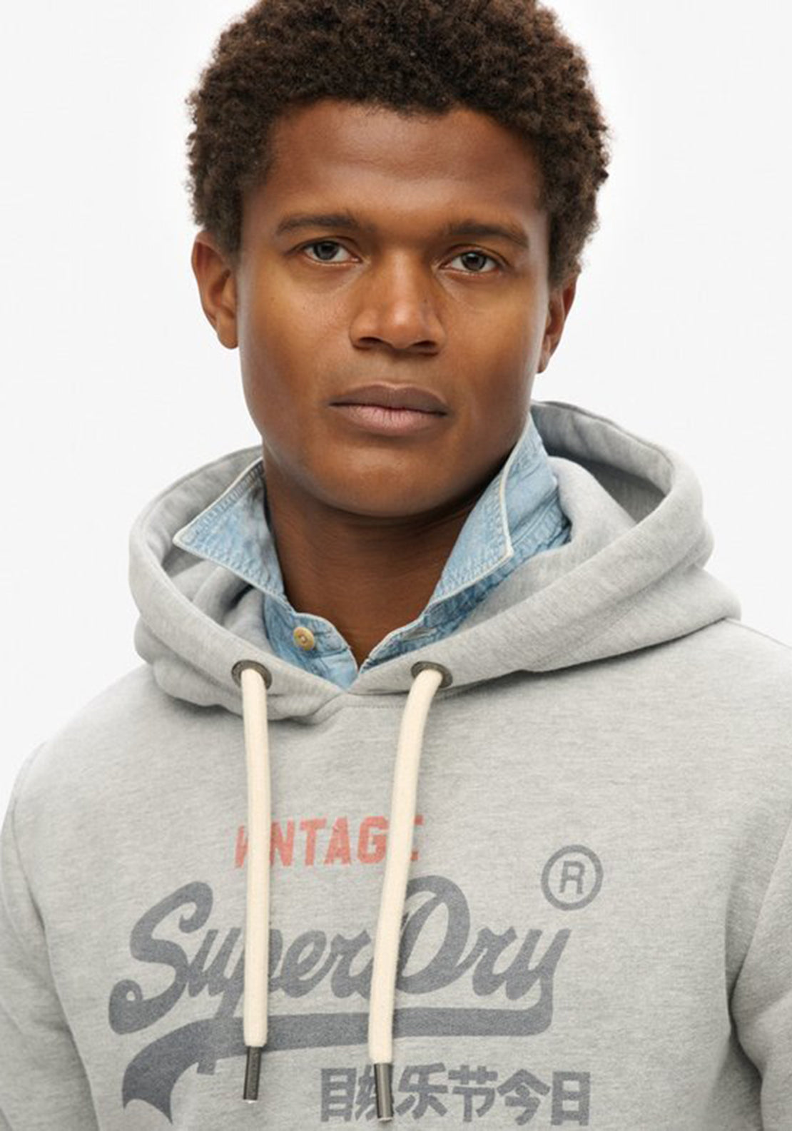 Superdry Vintage Logo Heritage Relaxed Hoodie, College Grey Marl