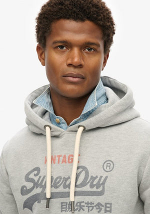 Superdry Vintage Logo Heritage Relaxed Hoodie, College Grey Marl
