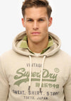 Superdry Vintage Logo Heritage Relaxed Hoodie, Beige Marl