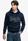 Superdry Vintage Logo Heritage Relaxed Hoodie, Deep Sea Blue Marl