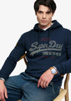 Superdry Vintage Logo Heritage Relaxed Hoodie, Deep Sea Blue Marl