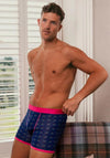 Swole Panda Bicycles Fitted Bamboo Boxers, Dark Blue & Pink