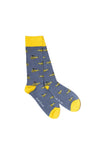 Swole Panda Yellow Digger Bamboo Socks, Grey UK7-11