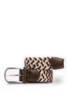 Swole Panda Zig Zag Woven Belt, Navy White & Beige