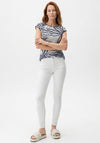 Barbara Lebek Leaf Print Short Sleeve Top, Navy and White