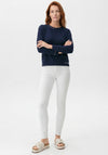 Rabe Knit Stitch Detail Cropped Sleeve Jumper, Navy