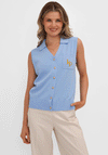 Kate & Pippa Button Up Vest Top, Blue