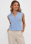 Kate & Pippa Button Up Vest Top, Blue