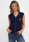 Kate & Pippa Button Up Vest Top, Navy