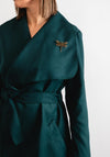 Serafina Collection One Size Belted Coat, Green