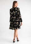 Serafina Collection Floral Embroidered Smock Dress, Black