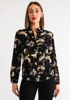 Serafina Collection Floral Embroidered Shirt, Black