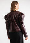 Serafina Collection Faux Leather Size 8 to 10 Biker Jacket, Burgundy