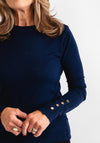 Serafina Collection Button Detail Sweater, Blue