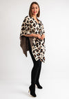 Serafina Collection One Size Leopard Knit Poncho, Beige