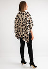 Serafina Collection One Size Leopard Knit Poncho, Beige