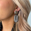 Seventy1 Check Disc Drop Clip On Earrings, Black & White