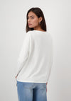 Monari Rhinestone Print ¾ Sleeve Top, Off-White