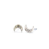 Ear Sense Kids Encrusted Half Moon Stud Earrings, Silver