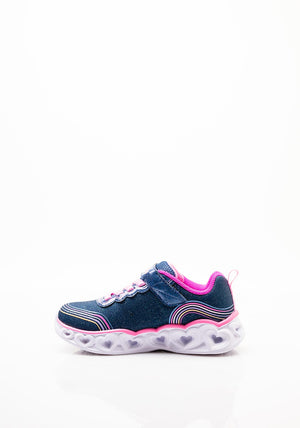 Skechers Girls Heart Lights Retro Hearts Trainer, Navy