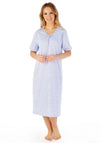 Slenderella Leaf Print Short Sleeve Nightdress, Blue