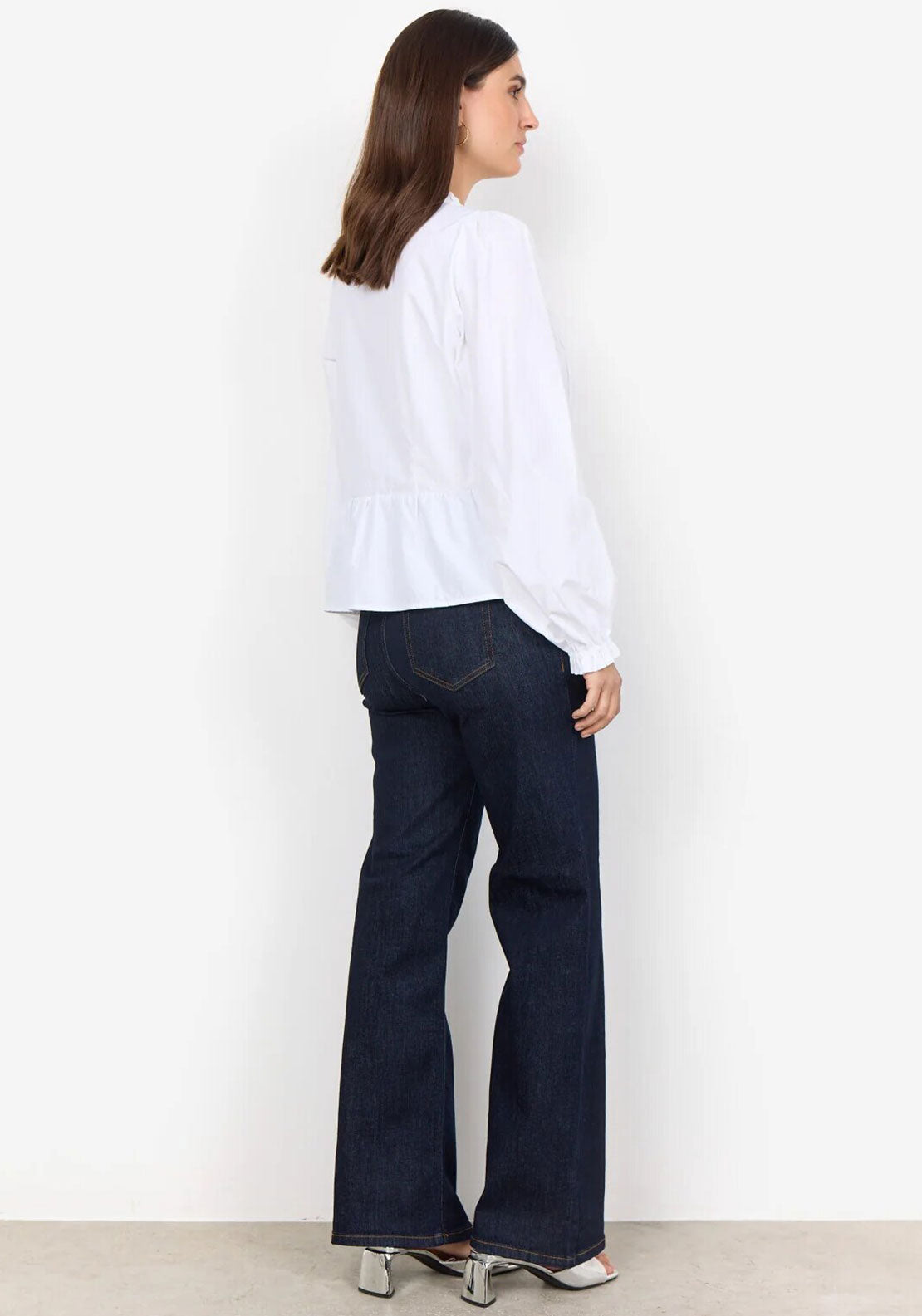 Soyaconcept Nettu Shirred Frill Neck Blouse, White