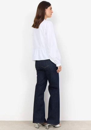 Soyaconcept Nettu Shirred Frill Neck Blouse, White