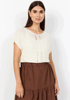 Soyaconcept Carynn Wide Knit Short Sleeve Top, Cream