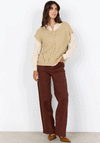 Soyaconcept Carynn Wide Knit Short Sleeve Top, Beige