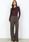 Soyaconcept Hekla Houndstooth Wide Leg Trousers, Brown