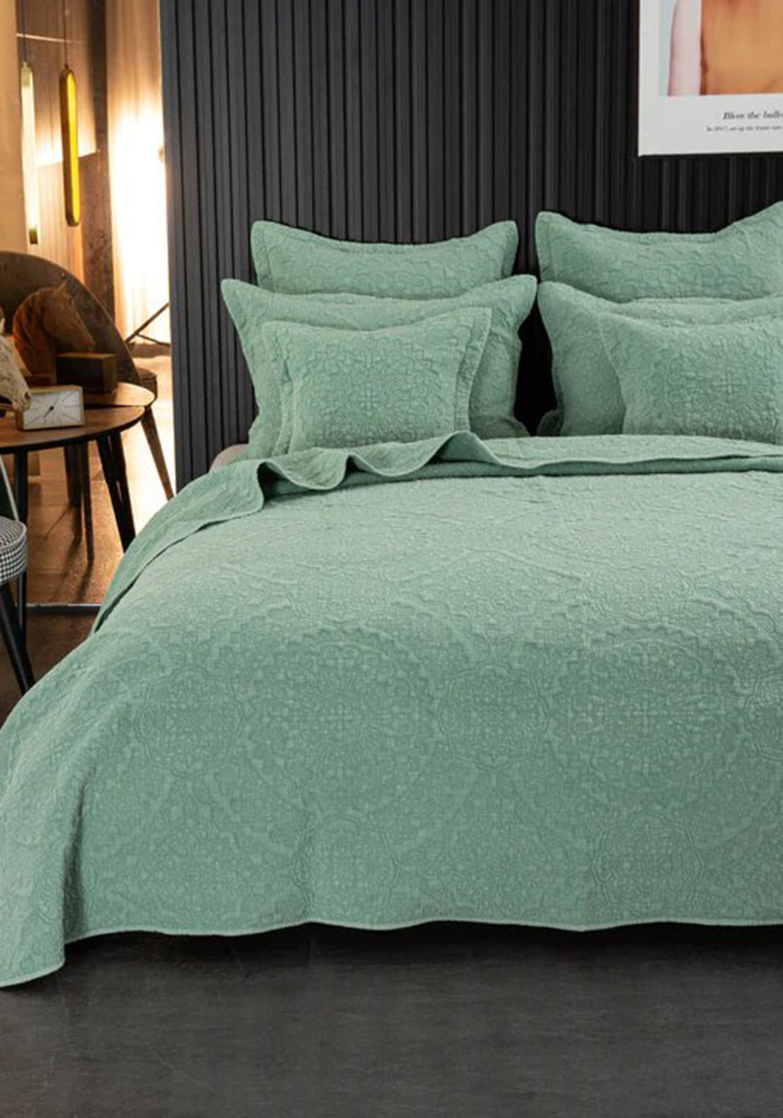 Forever England Stonewash Cotton Bedspread, Sage Green
