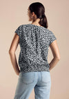 Street One Leaf Print Short Sleeve Top, Cool Vintage Green