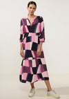 Street One Patch Smock Maxi Dress, Pink Multi