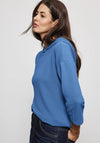 Street One Textured Cropped Sleeve Hoodie, Blue