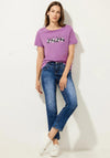 Street One Glitter Print T-Shirt, Meta Lilac