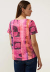 Street One Boat Neck Worn Print T-Shirt, Pink